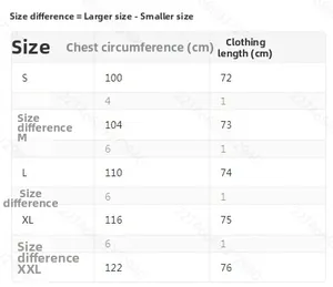 Detailed clothing size chart for women's long sleeve tops with bust and length data