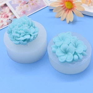Stampi in silicone a forma di plumeria e peonia per torte e saponi fatti a mano
