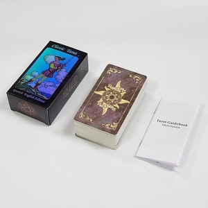 Classic bilingual tarot cards set with black box, guidebook, and purple starry pattern