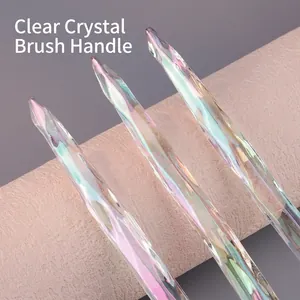 Transparent crystal eye makeup brushes with colorful iridescent handles for precise detailing