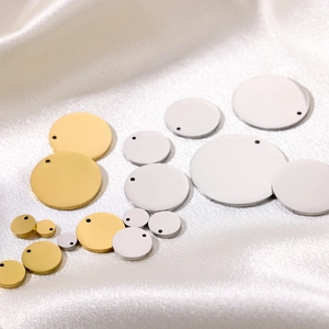 Polished 18K gold and silver stainless steel round disc pendants for DIY jewelry making