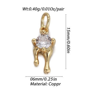 Macro shot of 15mm gold copper rabbit pendant with dimensions and weight for jewelry DIY