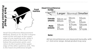 Detailed size chart for winter warm trapper hat showing head circumference measurement guide