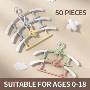 Adjustable Kids Clothes Hangers Plastic Anti-slip Extendable Stackable Baby Clothing Organizer Cute Bear Design Macaron Colors