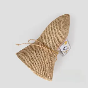 Handmade raffia straw sun hat with UV protection and foldable design for summer travel