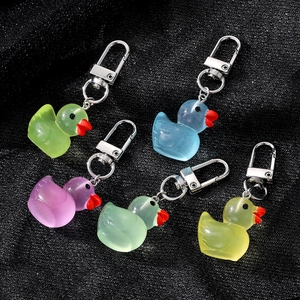 Cute Cartoon Duck Keychain Translucent Resin Bag Charm Pendant Jelly Texture Animal For Keys Backpack Decoration