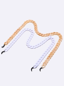Set di 2 catenelle per occhiali in acrilico marmorizzato beige e bianco con ganci