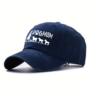 Casquette de baseball classique en coton marine avec texte Dog Mom et silhouettes
