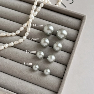 Elegant Grey Faux Artificial Pearl Stud Earrings With Silver Earring Post Minimalist Fashion Commuter Jewelry For Women