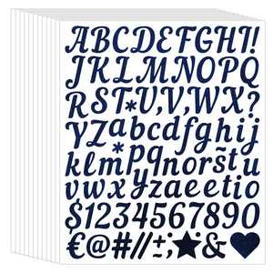 Detail of 1-inch glitter dark blue alphabet and number stickers for DIY gift cards