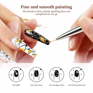 Set di 5 pennelli per nail art a doppia punta per dipingere, delineare e punteggiare le unghie