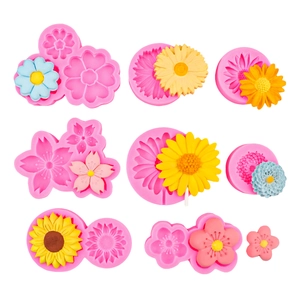 Flower Silicone Molds For DIY Baking Chocolate Fondant Aromatherapy Plaster Soap Sunflower Daisy Cherry Blossom Shapes