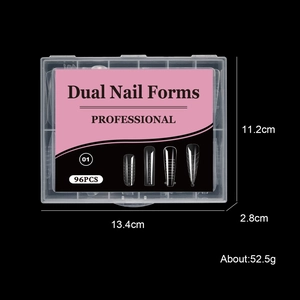Set of 96 dual nail forms with scales in a storage box for professional extension
