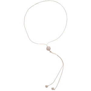Elegant silver Y-shaped necklace with zircon adjustable slider and spherical charms
