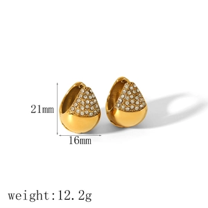 18k gold plated stainless steel teardrop earrings with pavé crystals 21mm height