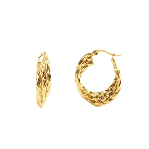 French vintage style twisted gold hoop earrings with multi-strand spiral texture