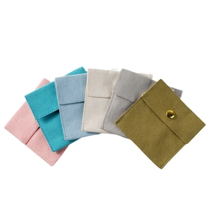 Microfiber jewelry pouches with snap buttons in multiple colors for rings and earrings