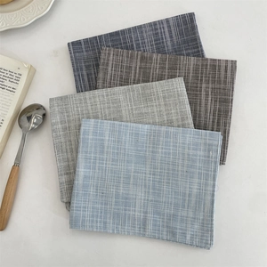 Minimalist Cotton Linen Placemats Heat Resistant Striped Plaid Table Napkins Ins Style Dining Kitchen Decor