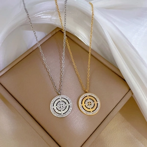 Minimalist titanium steel Roman numeral necklaces in gold and silver on silk