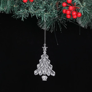Clear acrylic icicle Christmas tree ornaments with star top and silver hanging strings