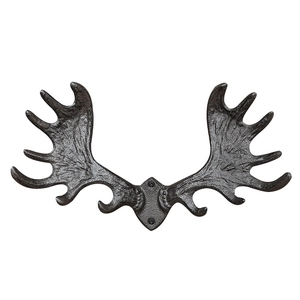 Vintage cast iron antler wall hook with a rustic bronze finish for clothes and hats
