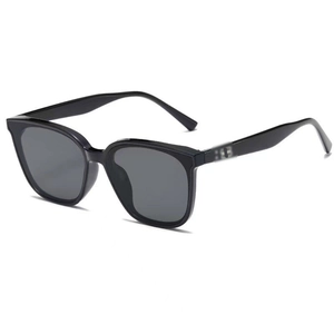 Classic oversized black square sunglasses with dark lenses and stylish metal accents