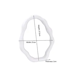 Minimalist white cloud-shaped vanity mirror with wavy edges and dimensions 27.3x21cm