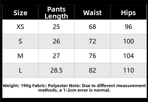Tabella taglie pantaloncini in pelliccia sintetica con misure di vita, fianchi e lunghezza