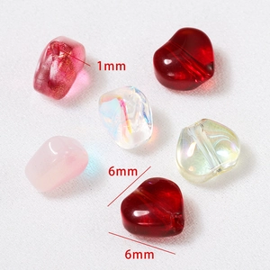Perles en verre en forme de cœur et galet pour DIY avec trou de 1mm pour bijoux