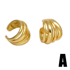 Minimalist multi-layer gold heart cuff earrings with a polished C-shaped wrap design