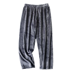 Pantalon de pyjama épais en flanelle gris foncé avec cordon de serrage pour l'hiver