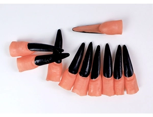 Set of 10 long black witch fingernails for Halloween cosplay and costume parties