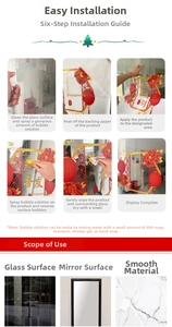 Detailed guide showing 6-step installation for Lunar New Year window stickers