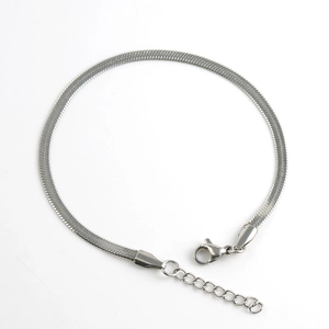 Edelstahl Fischgrätenkette Armband Flache Schlangenkette Hip Hop Punk Stil Unisex Schmuck Verstellbar