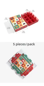 Detailed dimensions of 12-grid Christmas advent gift box with foldable cardboard design