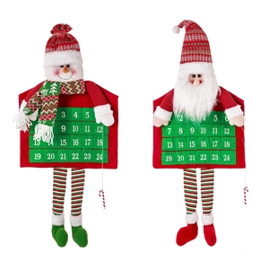 Christmas countdown calendar pendants with 24 pockets in Santa and Snowman styles