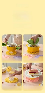 Daisy flower silicone heat-resistant mats used as a coasters and jar openers