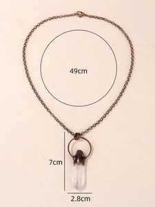 Retro hex crystal column pendant necklace with bronze chain and 49cm length dimension