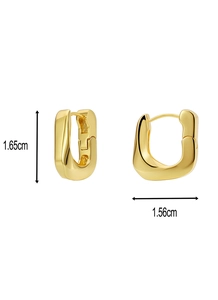 Detailed product dimensions showing 1.65cm height and 1.56cm width gold earrings