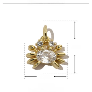 Detailed parameter display of gold crab pendant with white zircon and copper material