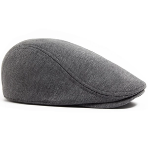 Béret d'hiver gris foncé pour homme avec texture tricotée et forme de bec de canard structurée