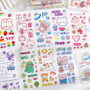 Waterproof cartoon animal stickers featuring bears and bunnies for tumblers and DIY crafts