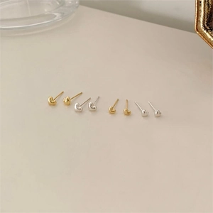 Heart Stud Earrings 925 Sterling Silver Tiny Minimalist Korean Style Jewelry For Women Girls Simple Sweet Daily Wear