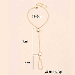 14K gold plated slave bracelet with white star charms and 18 plus 5cm chain