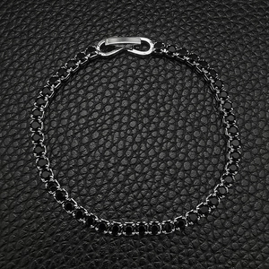 Classic tennis bracelet featuring brilliant black round-cut stones in a silver setting