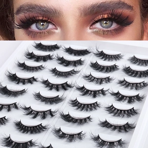 Set of 16 pairs of fluffy voluminous false eyelashes with natural 3D curl effect
