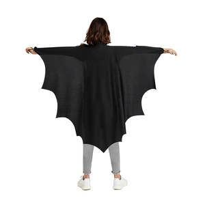 Kids black bat wing cape for Halloween party cosplay costume with wide wingspan