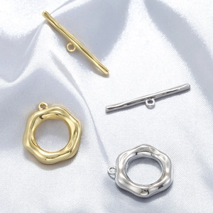 Vintage Toggle Clasp Irregular Flower Brass 18K Gold Plated Rippled Connector For Necklace Bracelet Jewelry Making DIY
