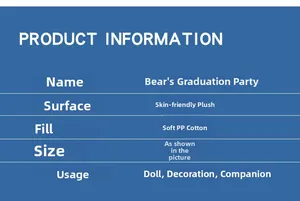 Product specifications of teddy bear plush with skin-friendly fabric and PP cotton filling
