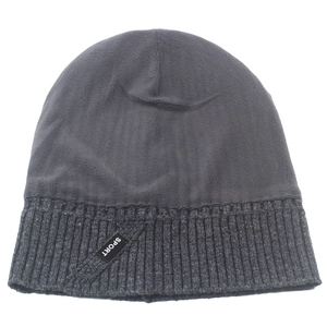 Double layer warm fleece lined knit beanie hat for winter with sport woven label